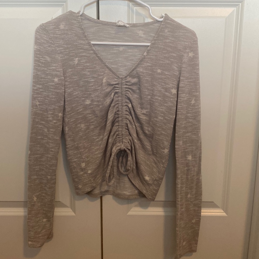 🍉Long sleeve star shirt with scrunch and tie design